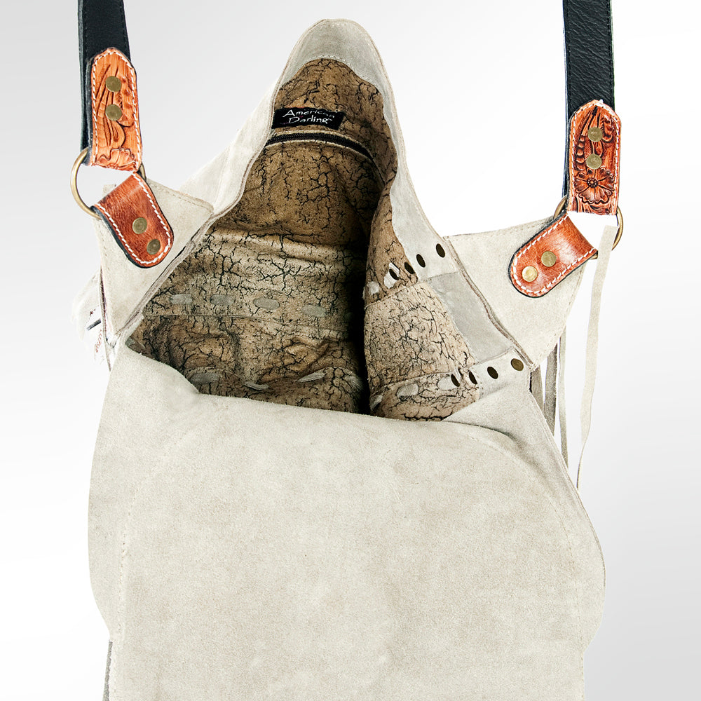 American Darling ADBGH133 Hand Tooled Hair On Genuine Leather Women Bag Western Handbag Purse