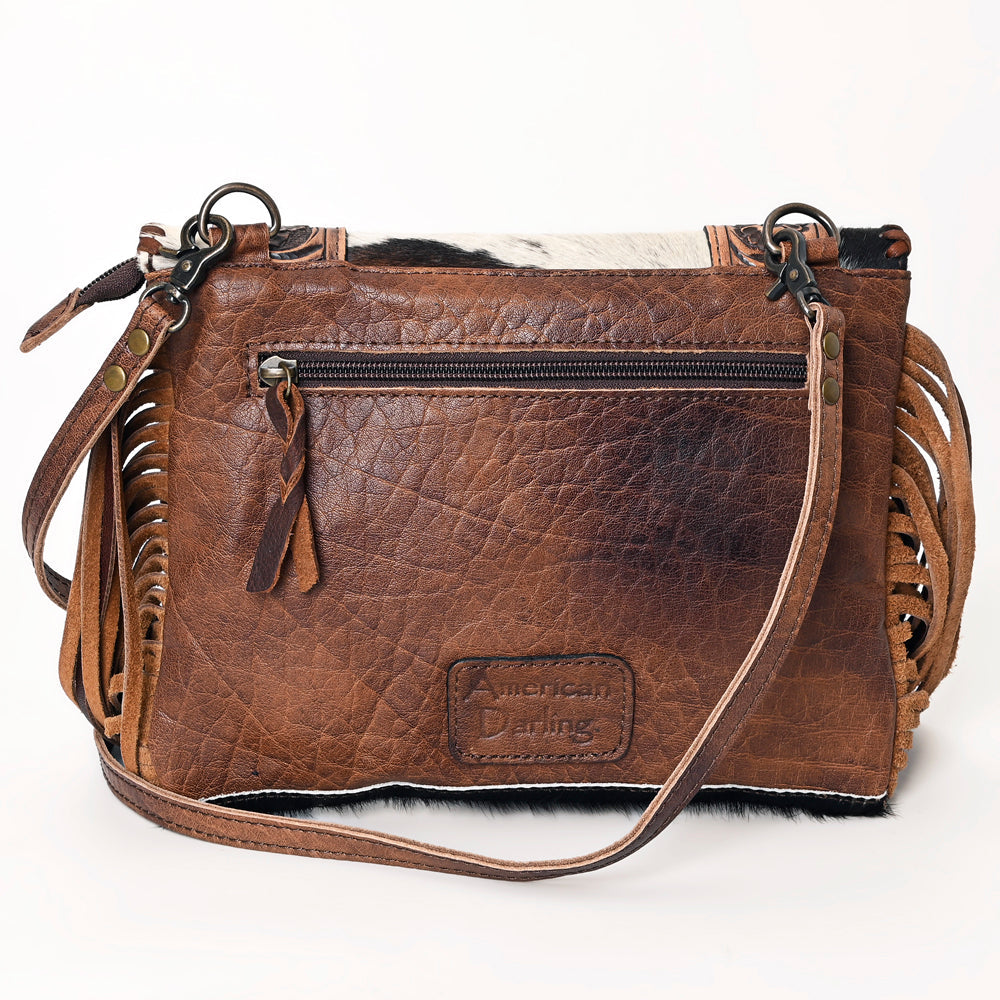 American Darling ADBG499BRW Envelope Hand Tooled Hair-On Genuine Leather Women Bag Western Handbag Purse