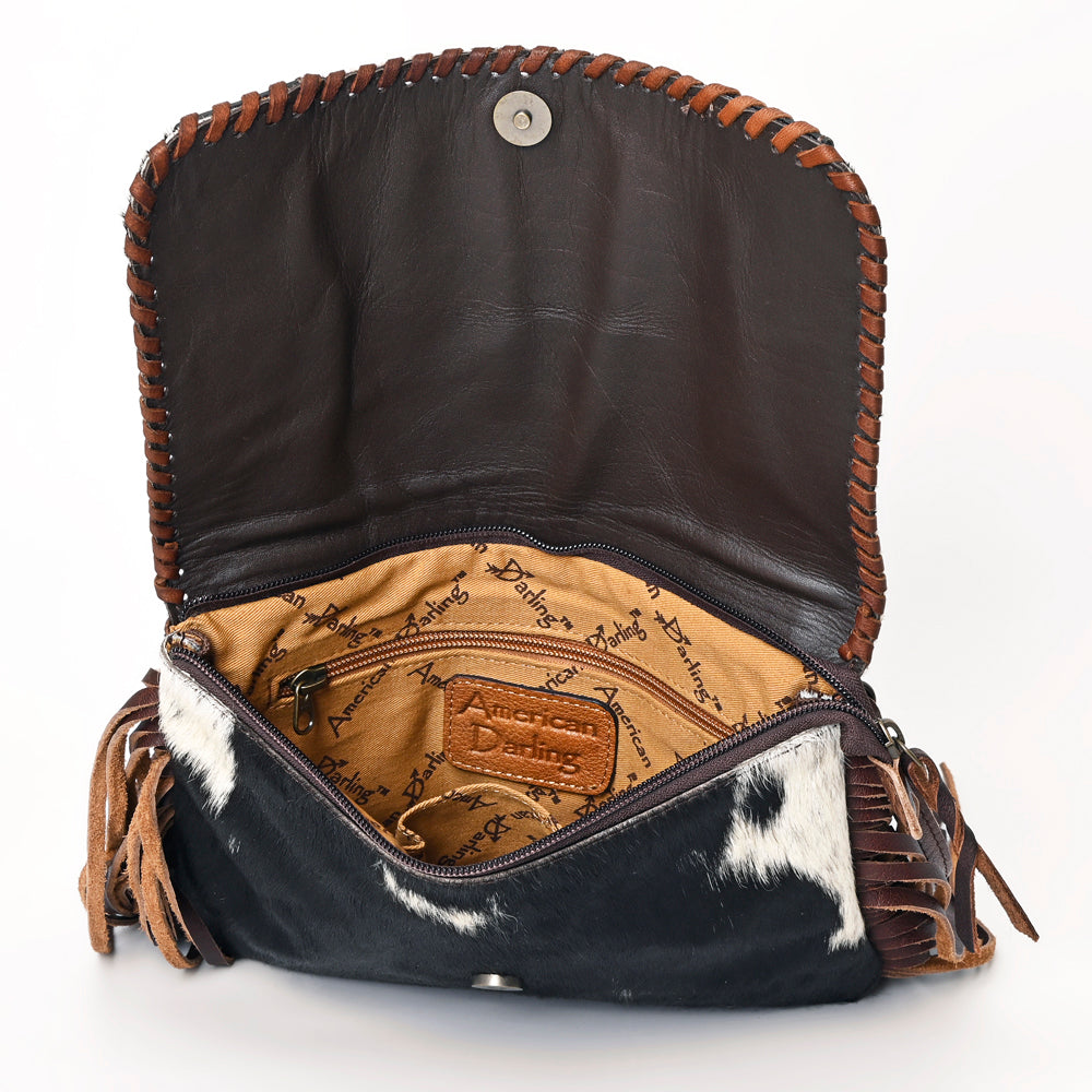 American Darling ADBG499BRW Envelope Hand Tooled Hair-On Genuine Leather Women Bag Western Handbag Purse