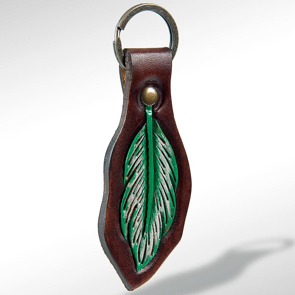 American Darling ADKR162 Hand Tooled Carved Genuine Leather Keyring