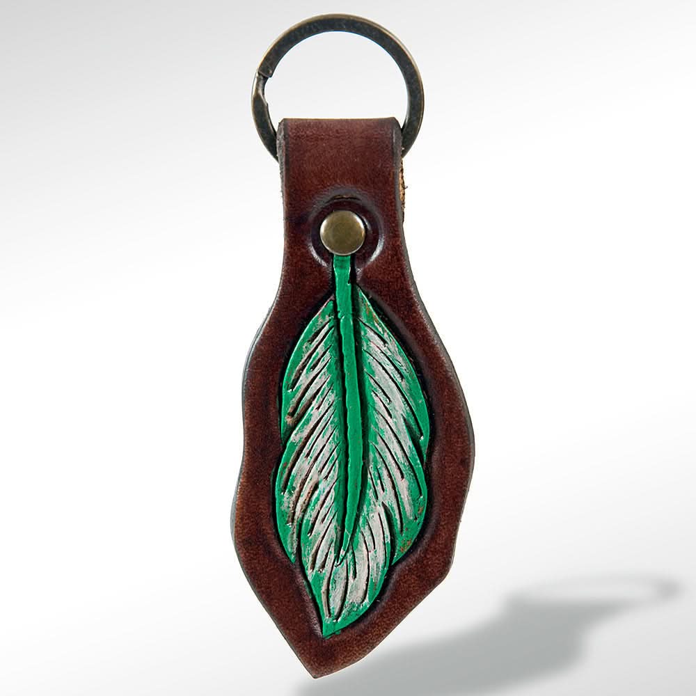 American Darling ADKR162 Hand Tooled Carved Genuine Leather Keyring