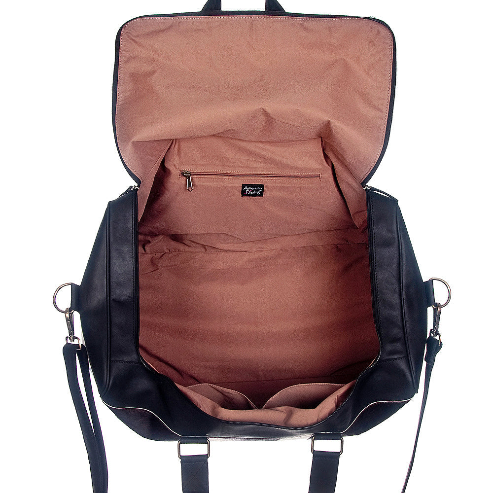 American Darling ADBG474BRWBK Duffel Hair On Genuine Leather Women Bag Western Handbag Purse