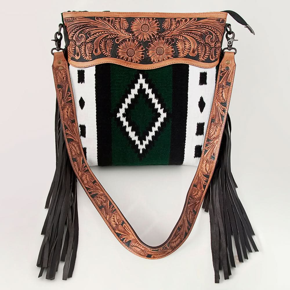 American Darling ADBGZ225 Signature Crossbody Hand Tooled Saddle Blanket Genuine Leather Women Bag Western Handbag Purse