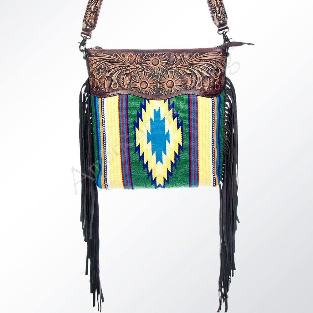 American Darling ADBGZ226 Signature Crossbody Hand Tooled Saddle Blanket Genuine Leather Women Bag Western Handbag Purse