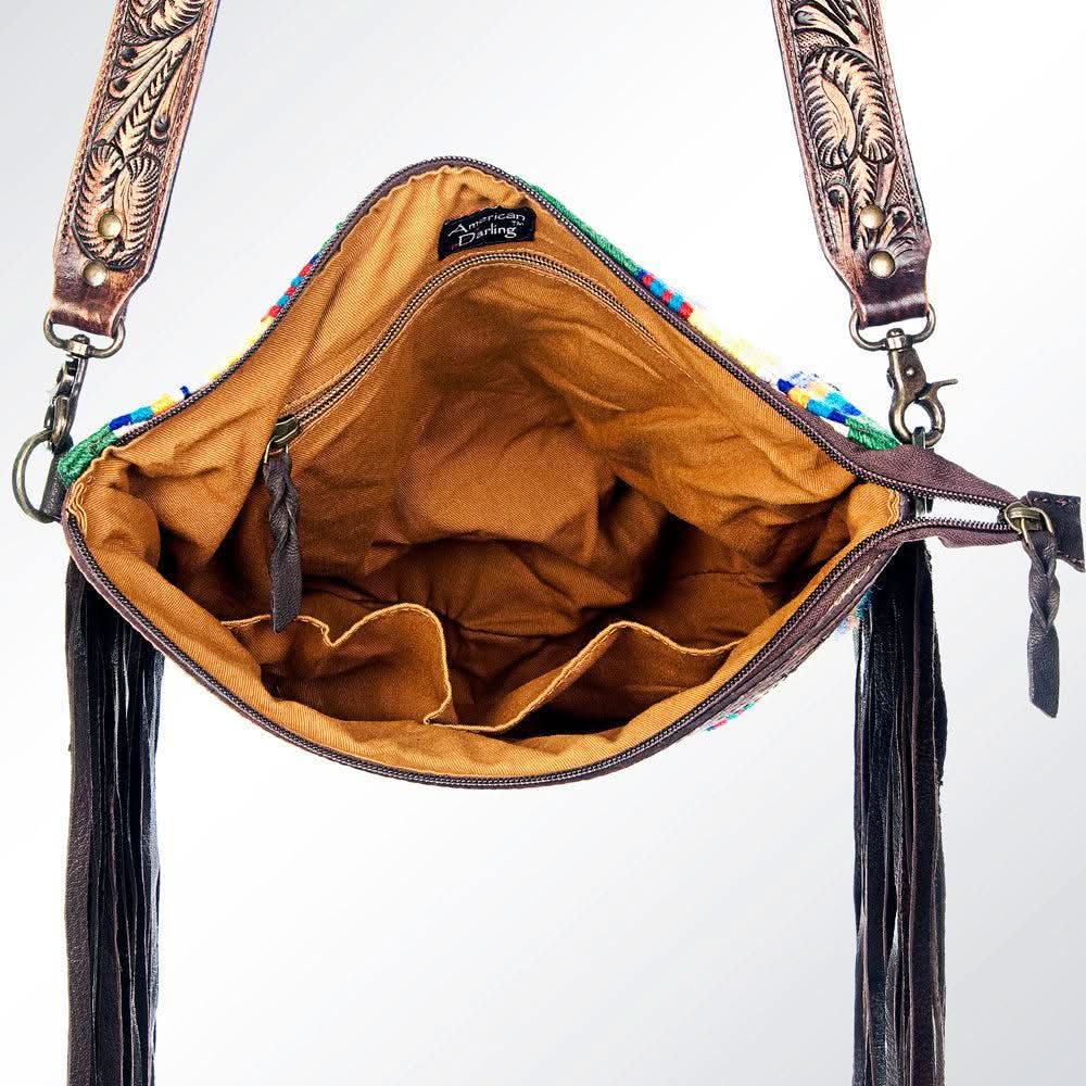 American Darling ADBGZ226 Signature Crossbody Hand Tooled Saddle Blanket Genuine Leather Women Bag Western Handbag Purse