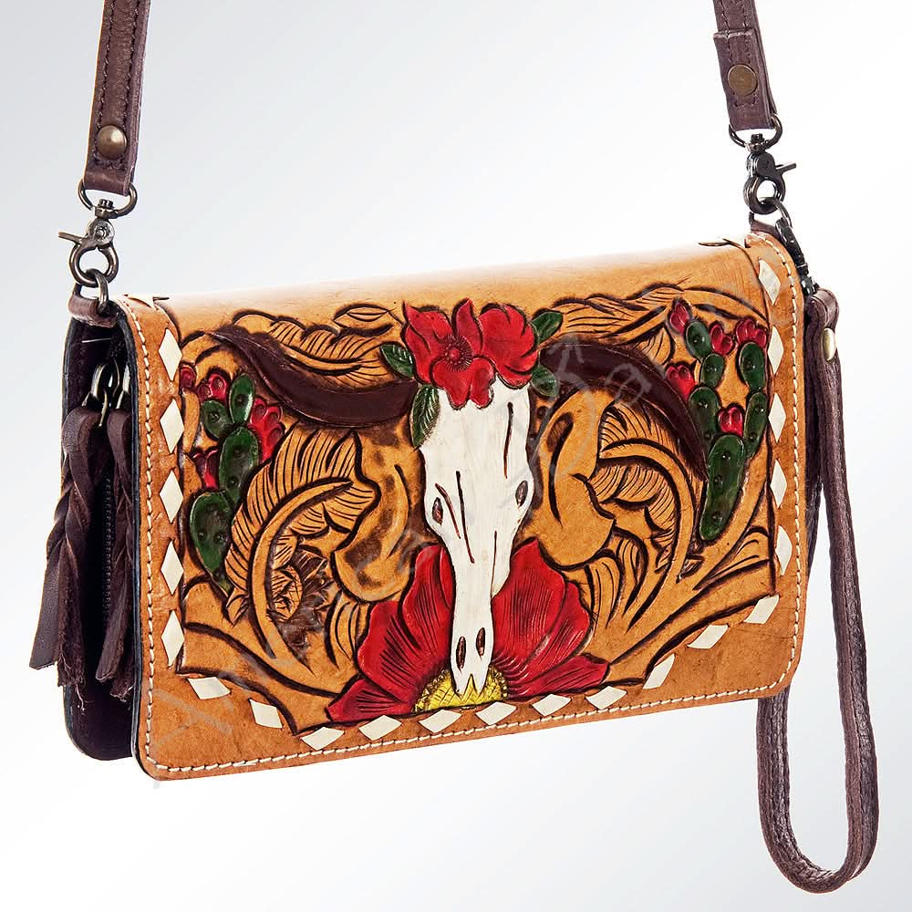 American Darling ADBG559 Organiser Hand Tooled Genuine Leather Women Bag Western Handbag Purse