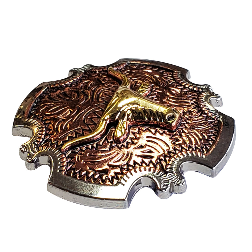 1 1/2" Hilason Western Horse Concho 3-Tone Finish Steer Head Brown