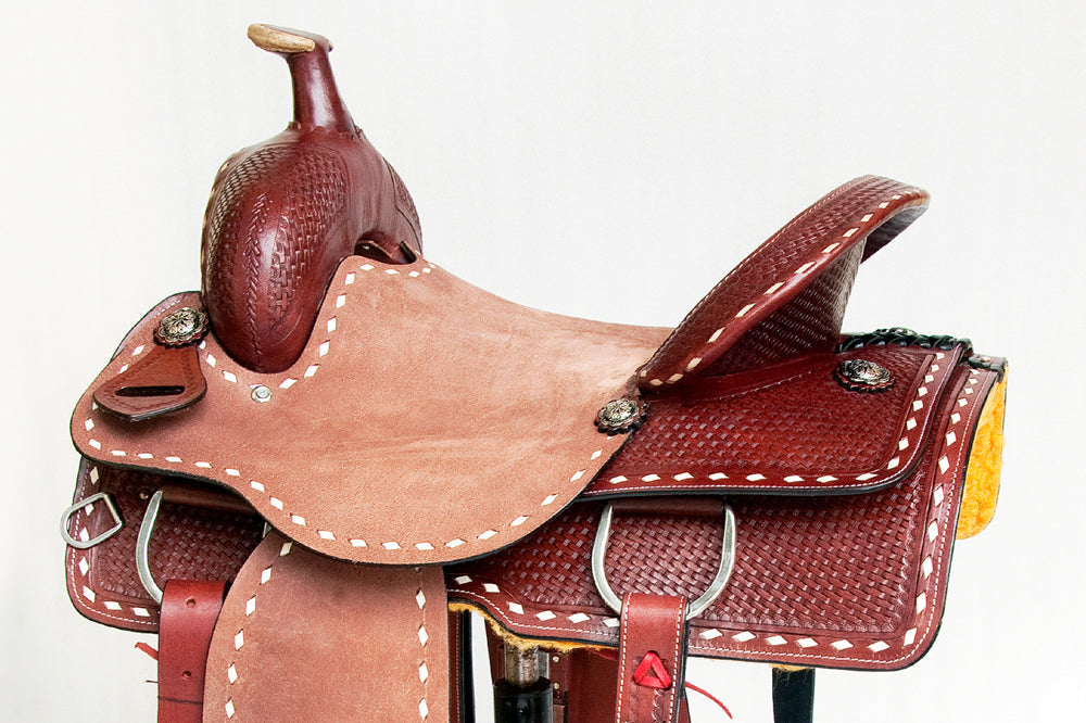 Comfytack Western Horse Ranch Roping Cowboy Saddle Leather Tack Set Brown/Tan