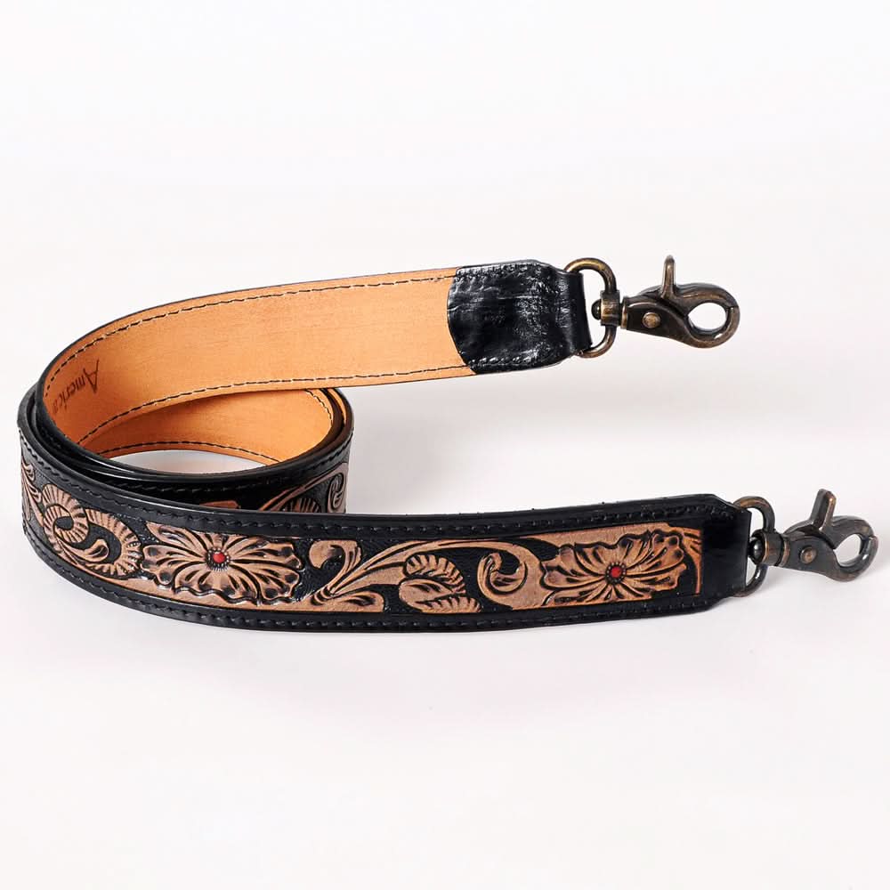 American Darling ADSTF126WHBU Hand Tooled Genuine Leather Crossbody Handle Strap For Bags