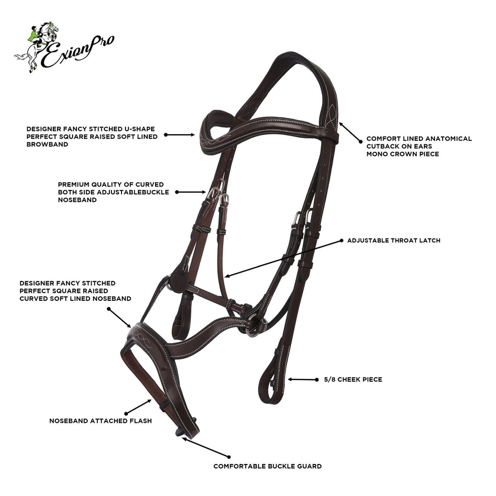 ExionPro Anatomical Drop Noseband Bridle with Reins