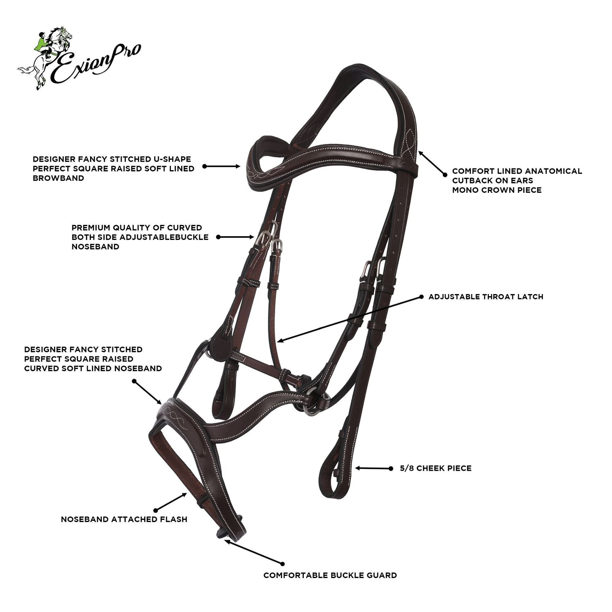 Replacement Noseband of ExionPro Anatomical Combined Flash Bridle with Reins