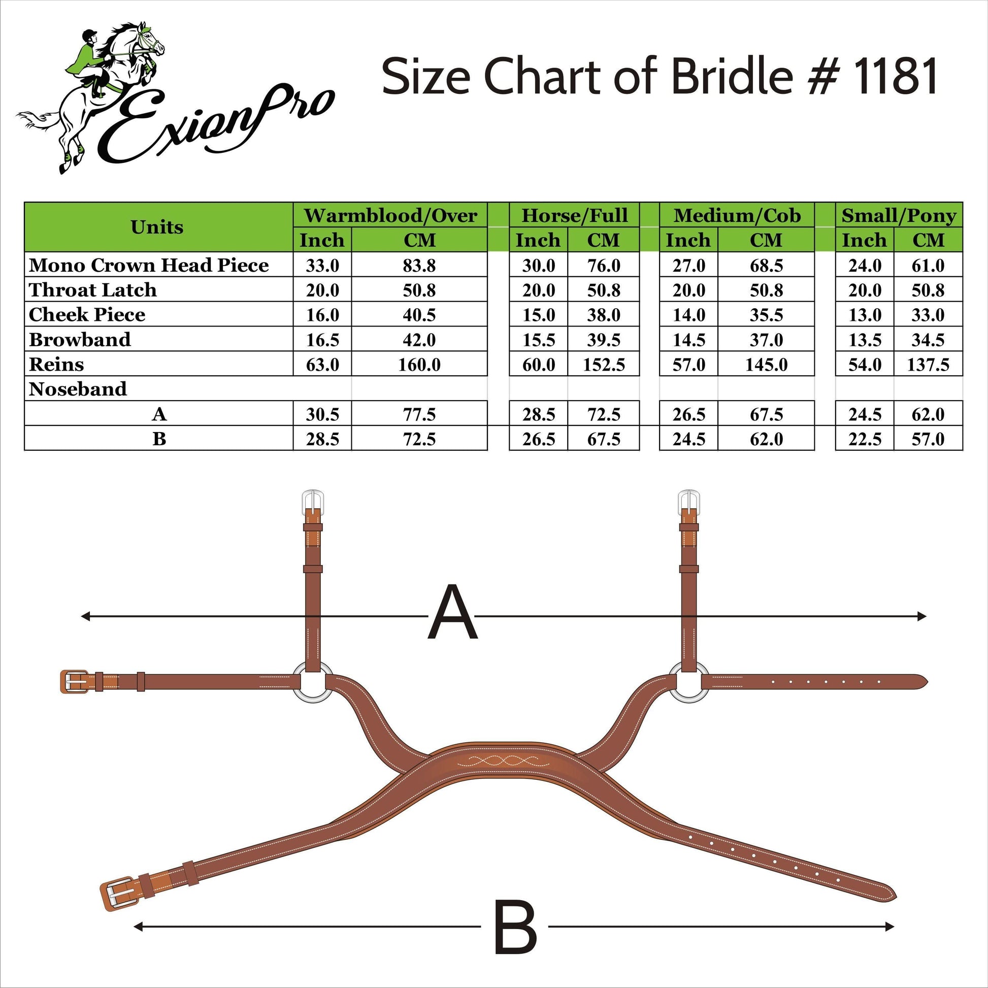 Replacement Crownpiece of ExionPro Anatomical Combined Flash Bridle with Reins