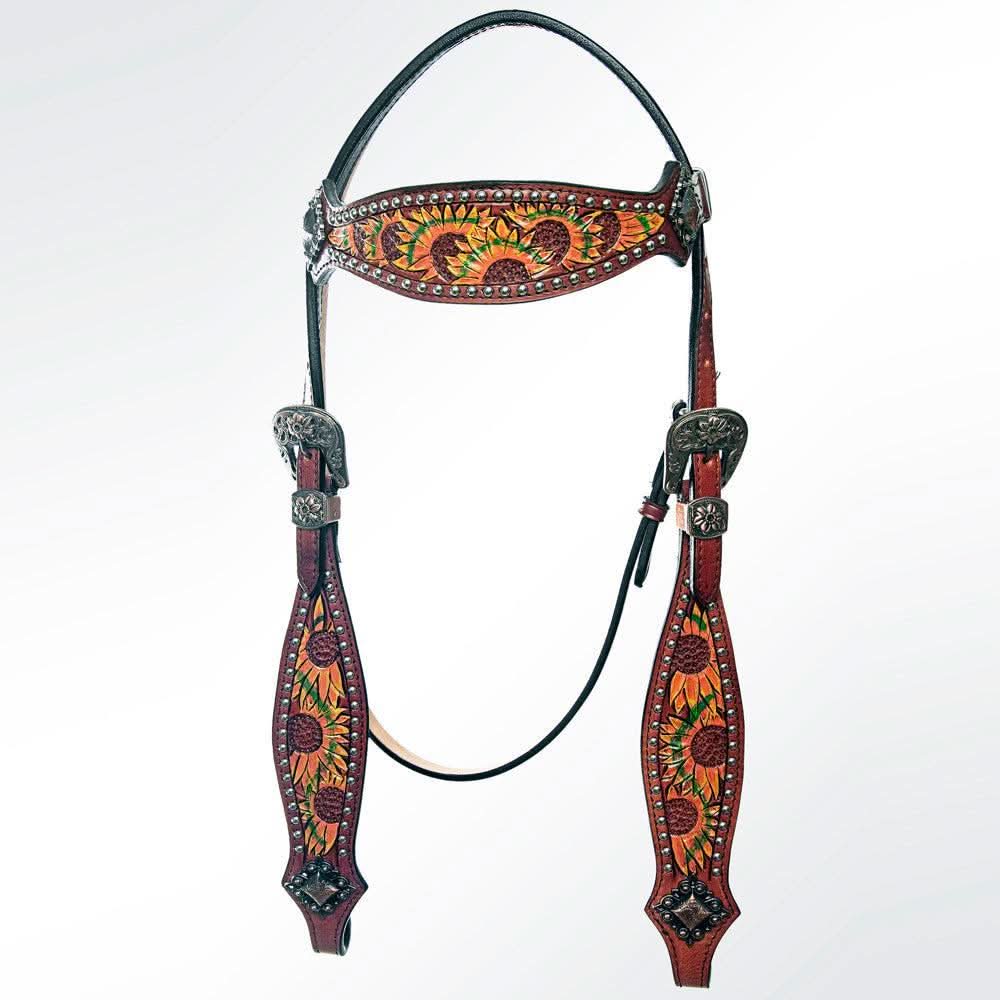 AMERICAN DARLING Western Horse Headstall Breast Collar Set American Leather