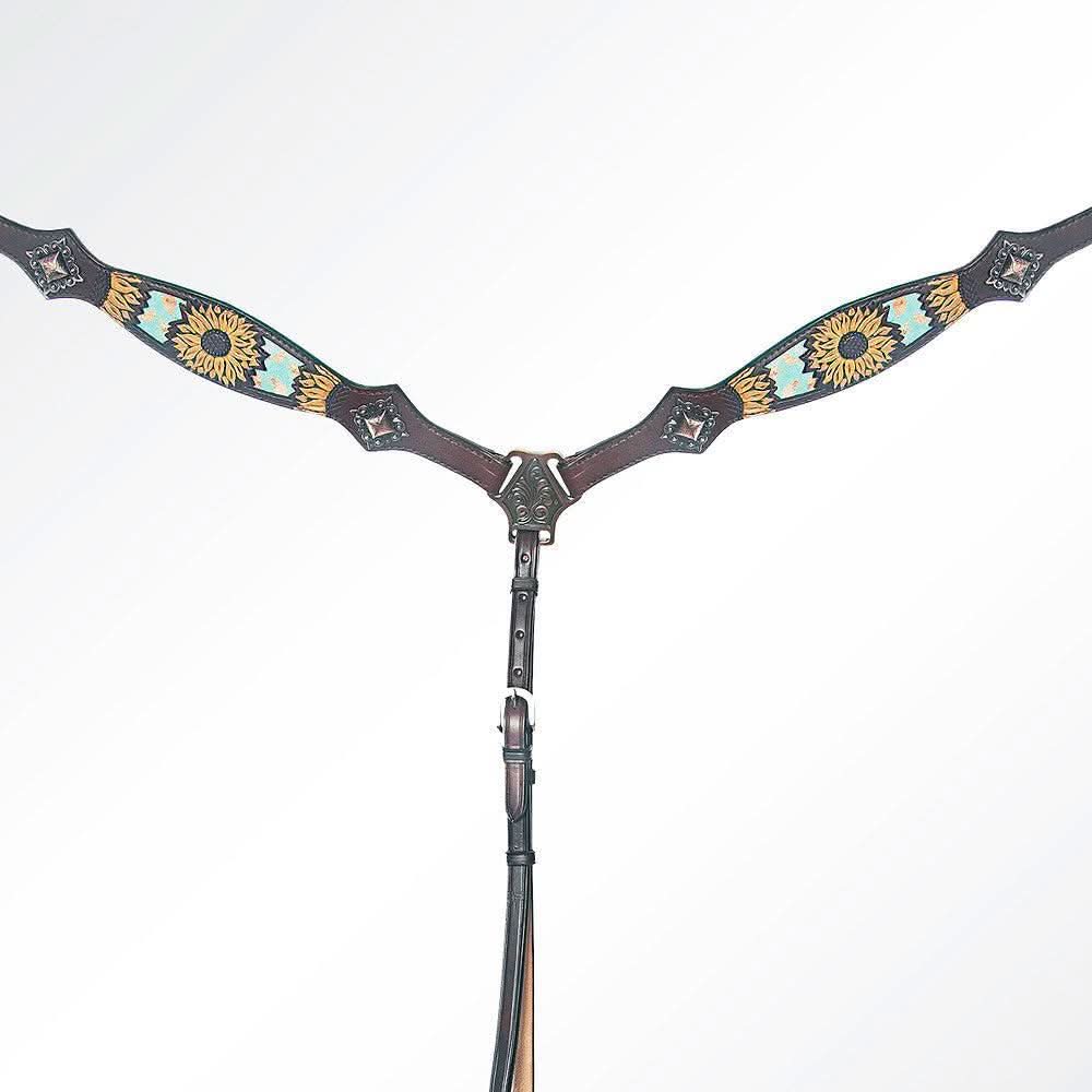 AMERICAN DARLING Western Horse One Ear Headstall Breast Collar Set Leather