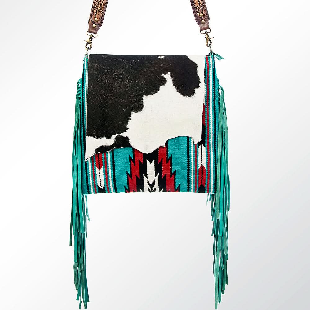 ADBGZ260D1 American Darling Saddle Blanket Hair On Genuine Leather Women Bag Western Handbag Purse