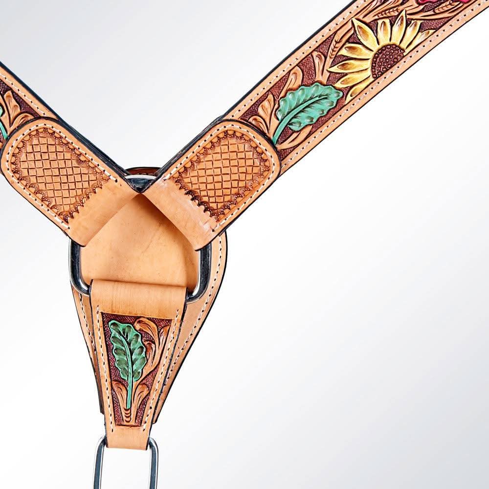 AMERICAN DARLING Western Horse Headstall Breast Collar Set American Leather
