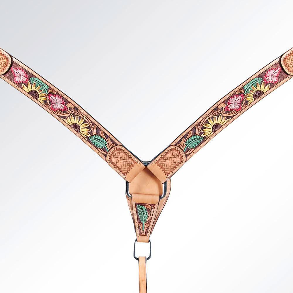 AMERICAN DARLING Western Horse Headstall Breast Collar Set American Leather