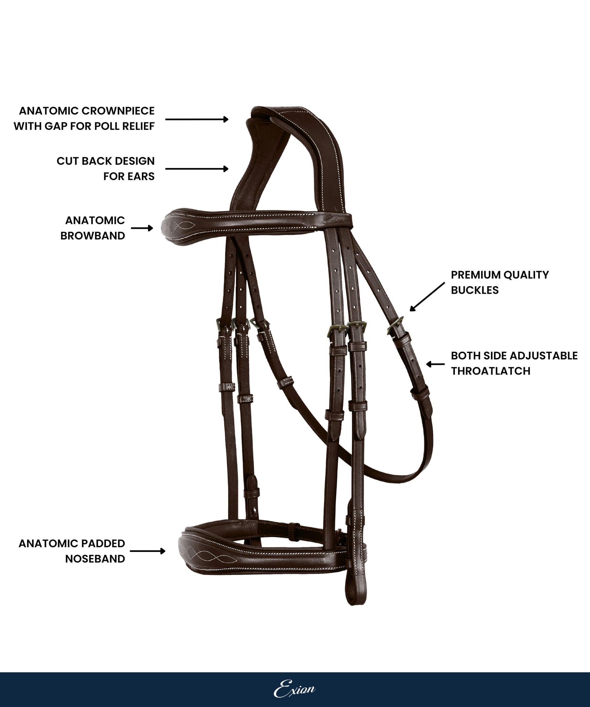 ExionPro 'Perseus' Anatomical Jumping Bridle without Flash with Reins