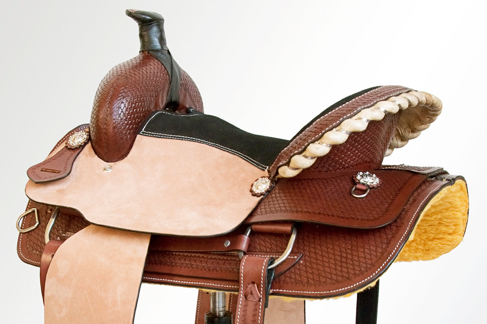 Comfytack Western Horse Ranch Roping Cowboy Saddle Genuine Leather Tack Set Brown/Tan