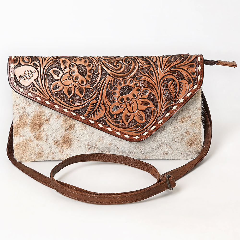American Darling ADBG590 Envelope Hand Tooled Hair-On Genuine Leather Women Bag Western Handbag Purse