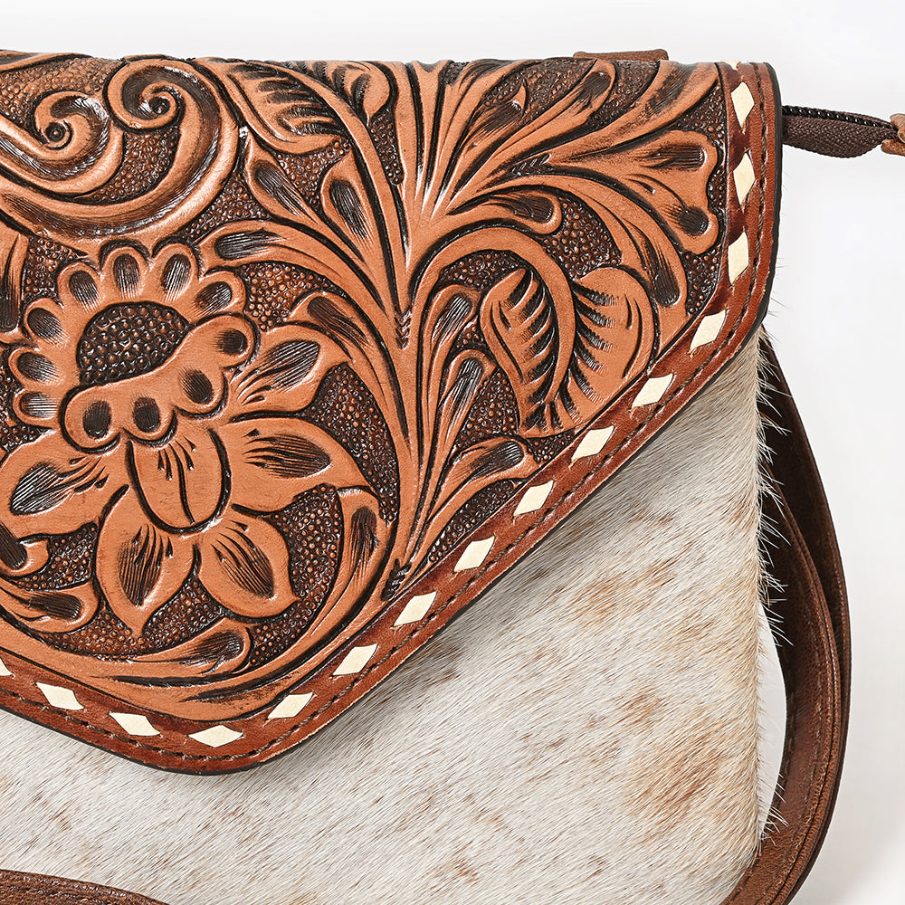 American Darling ADBG590 Envelope Hand Tooled Hair-On Genuine Leather Women Bag Western Handbag Purse