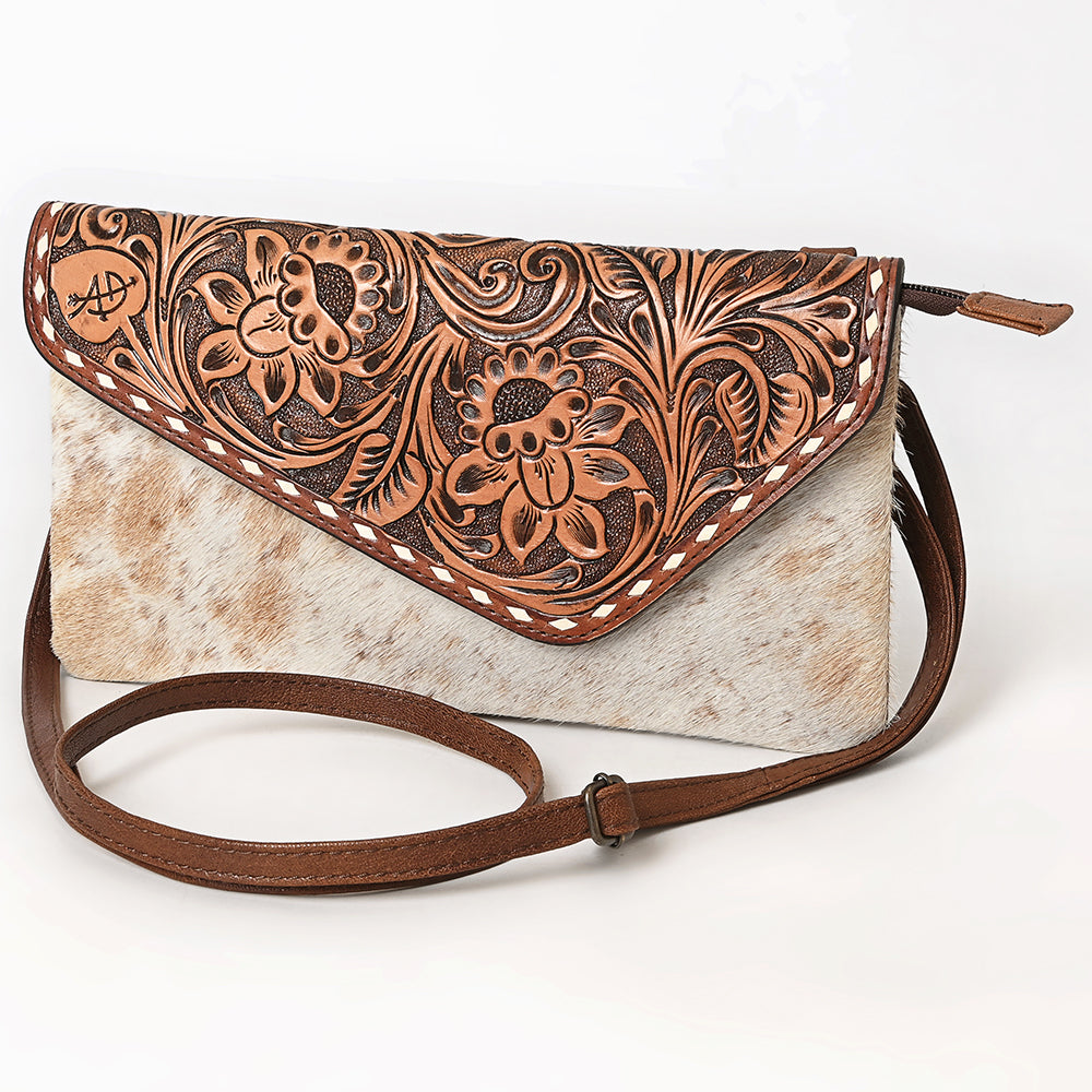 American Darling ADBG590 Envelope Hand Tooled Hair-On Genuine Leather Women Bag Western Handbag Purse
