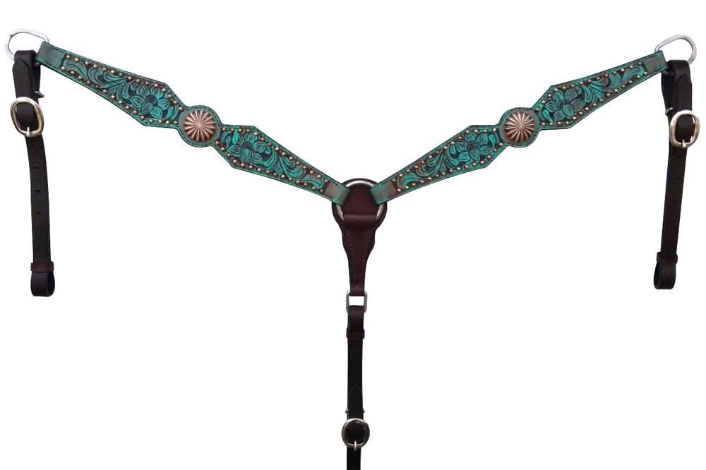 Bar H Equine American Leather Horse Saddle Tack One Ear Headstall | Breast Collar | Browband Headstall | Wither Strap | Tack Set for Horses Spotted Pinwheel Collection