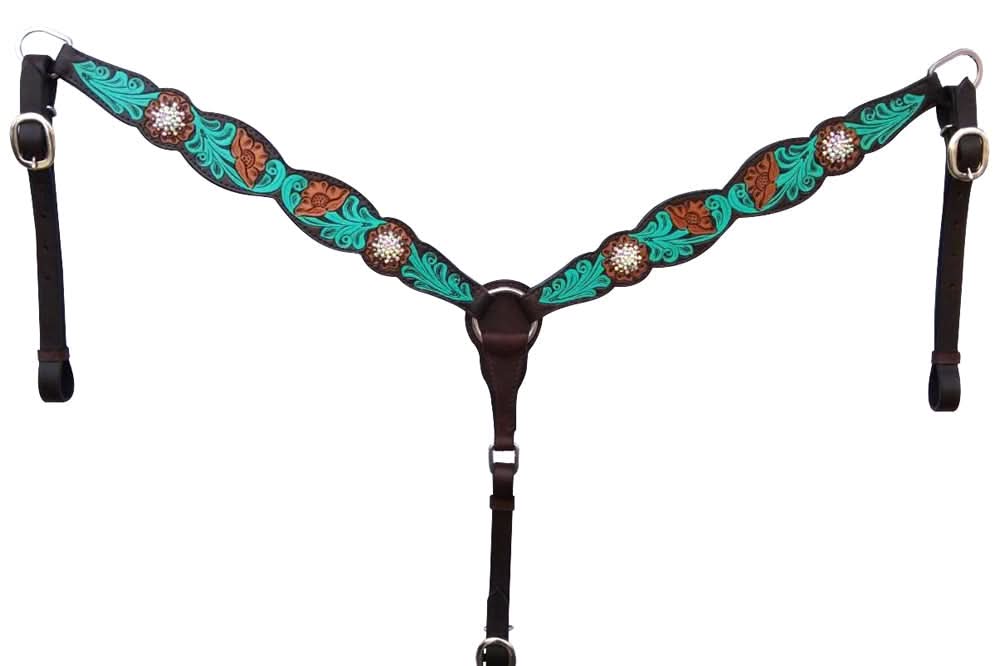 Bar H Equine American Leather Horse Saddle Tack One Ear Headstall | Breast Collar | Browband Headstall | Wither Strap | Tack Set for Horses Jora Autumn Collection