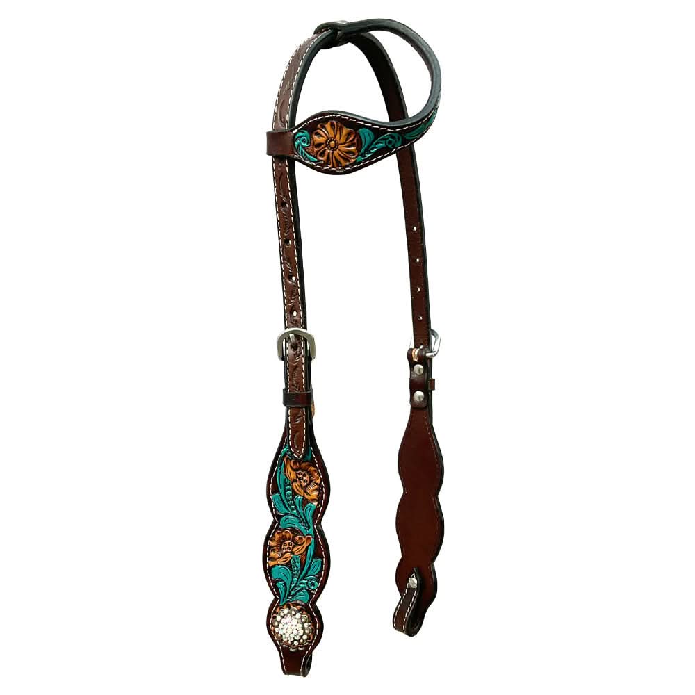 Bar H Equine American Leather Horse Saddle Tack One Ear Headstall | Breast Collar | Browband Headstall | Wither Strap | Tack Set for Horses Jora Autumn Collection