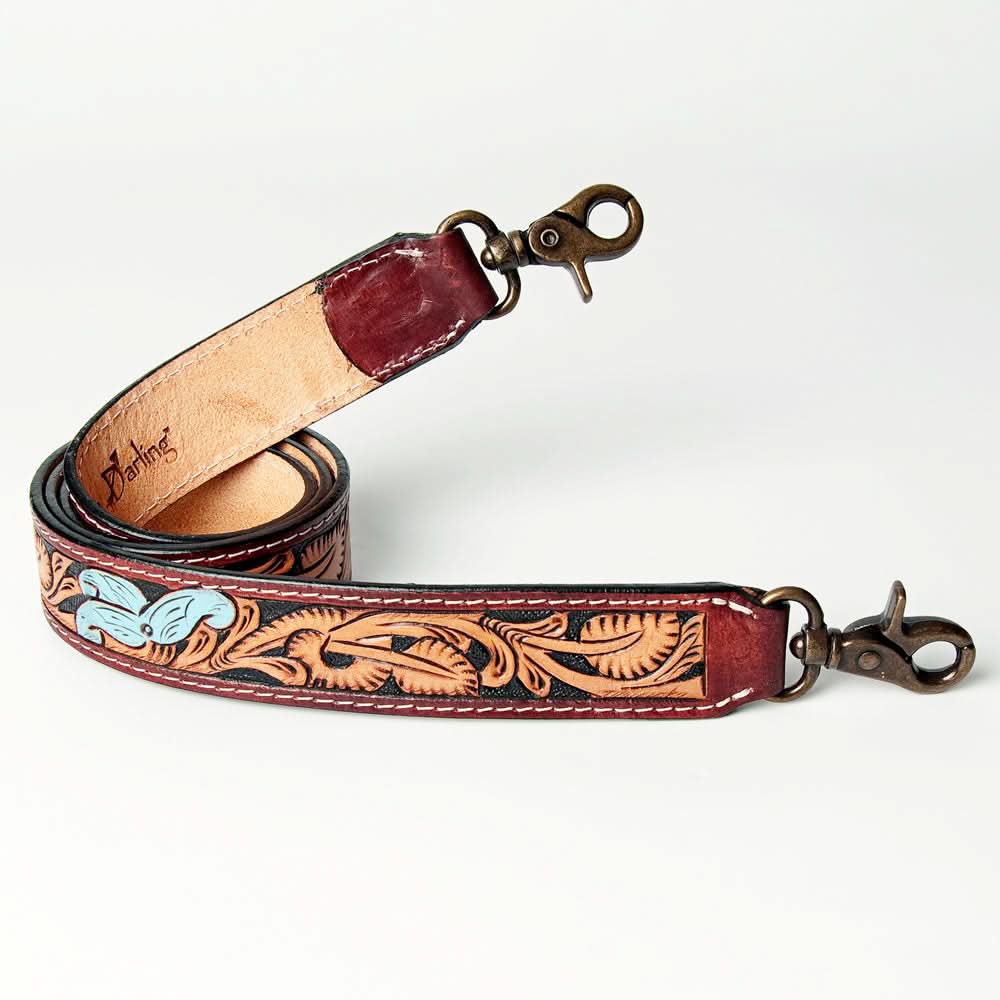 American Darling ADSTF141 Hand Tooled Genuine Leather Crossbody Handle Strap For Bags