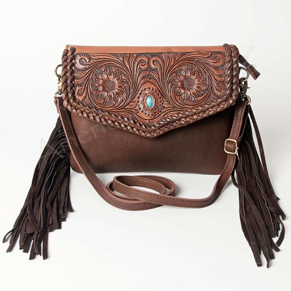 American Darling ADBGD119 Envelope Hand Tooled Genuine Leather Women Bag Western Handbag Purse