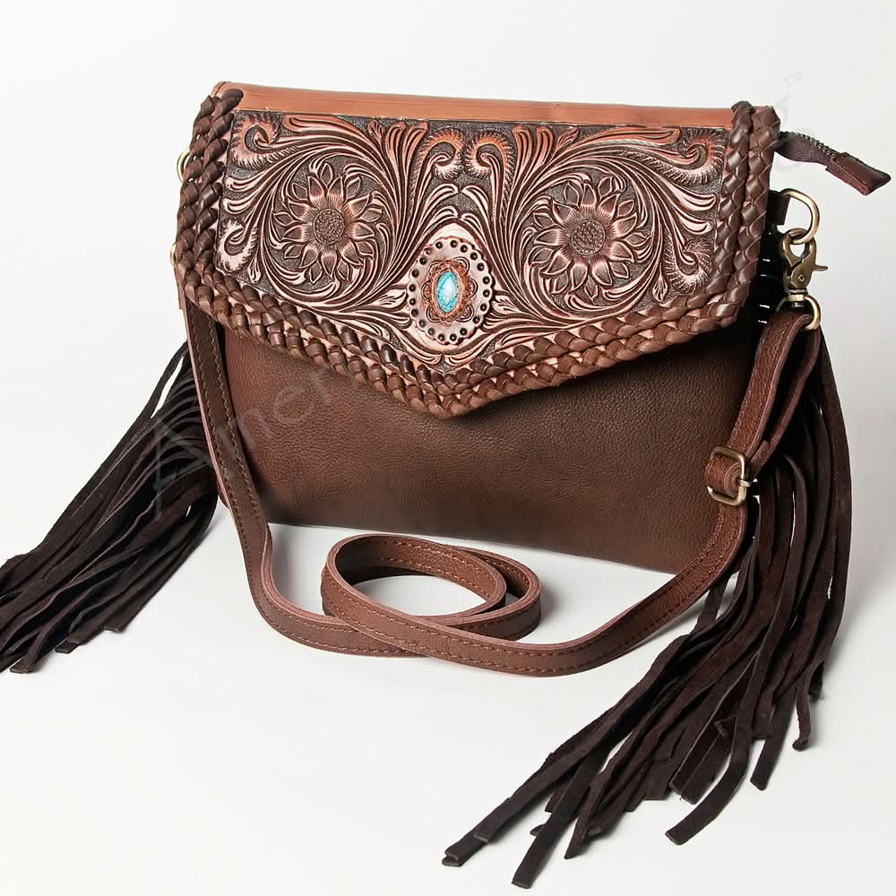 American Darling ADBGD119 Envelope Hand Tooled Genuine Leather Women Bag Western Handbag Purse