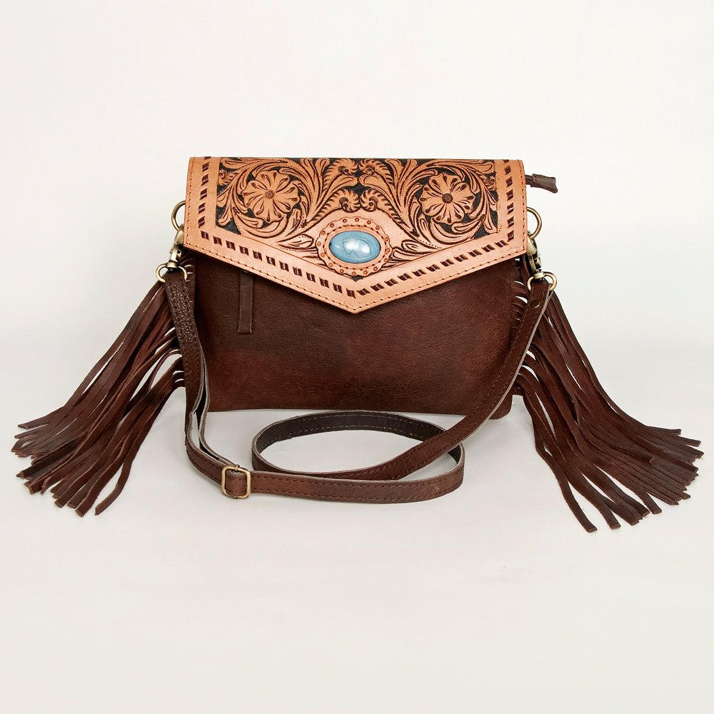 American Darling ADBGD122 Envelope Hand Tooled Hair-On Genuine Leather Women Bag Western Handbag Purse