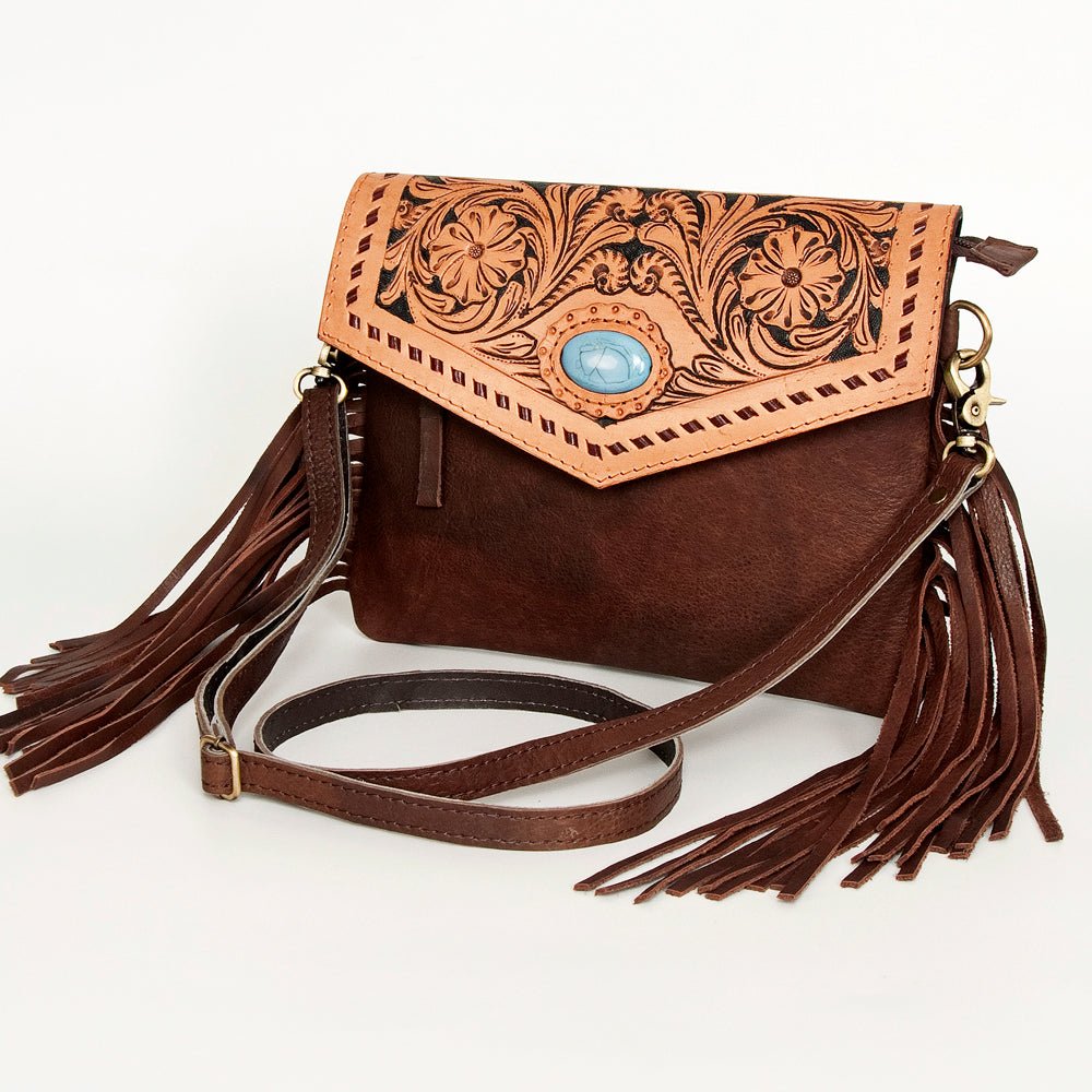 American Darling ADBGD122 Envelope Hand Tooled Hair-On Genuine Leather Women Bag Western Handbag Purse