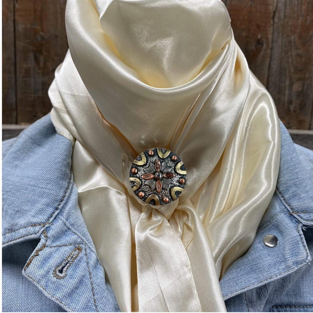 35X35" Solid Cream Wild Rag / Scarf WRS11 - Western Concho Wild Rag Slides - Assorted