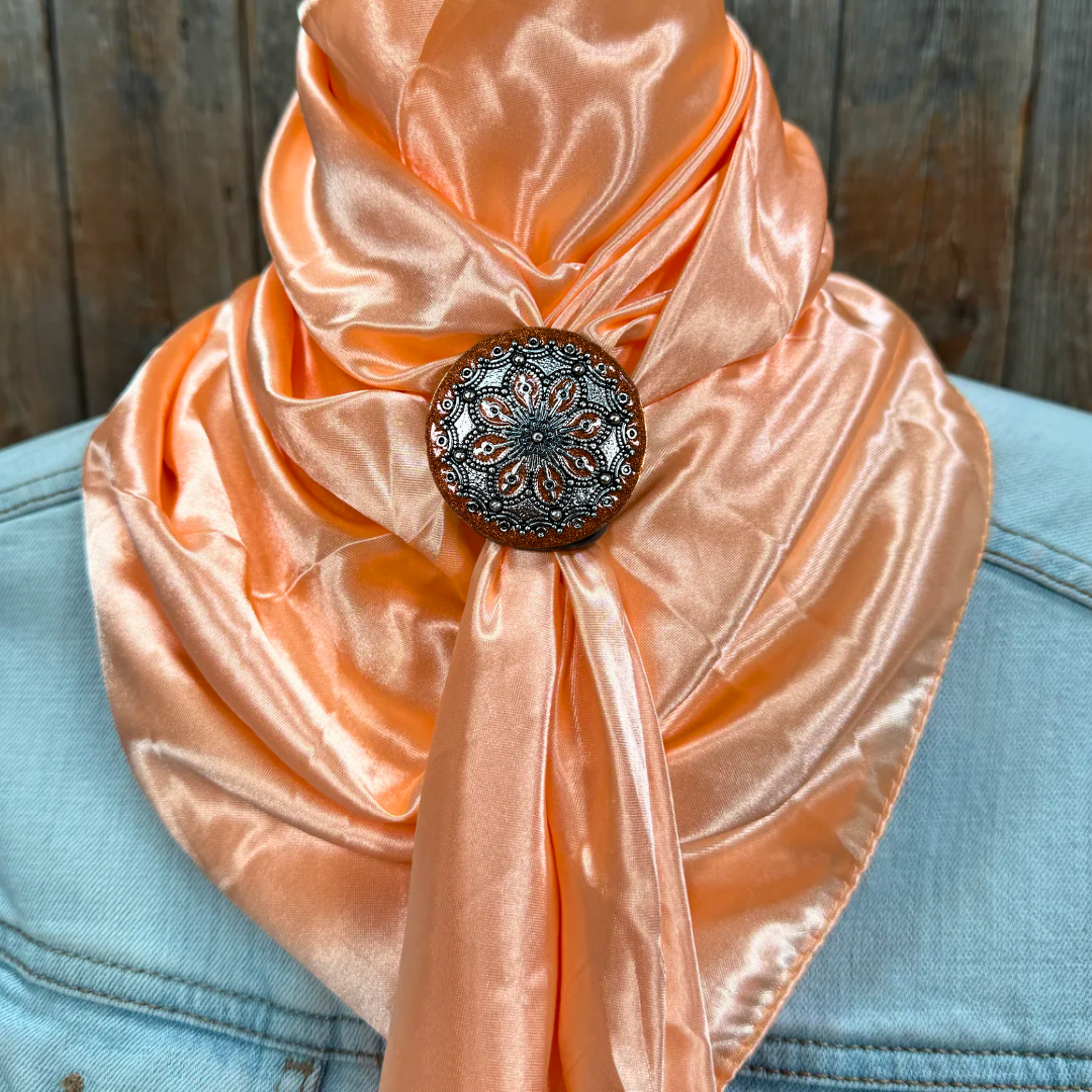 35X35" Solid Peach Wild Rag / Scarf WRS24 - Western Concho Wild Rag Slides - Assorted