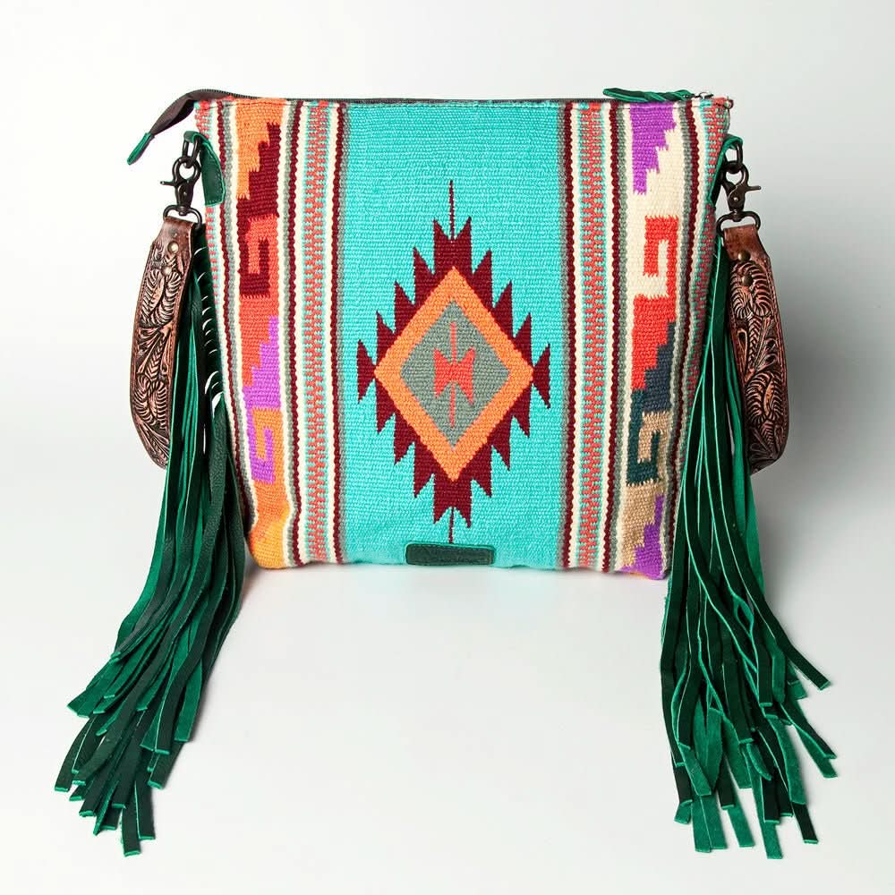 American Darling SIGNATURE CROSSBODY Hand Tooled Upcycled Wool Genuine Leather women bag western handbag purse