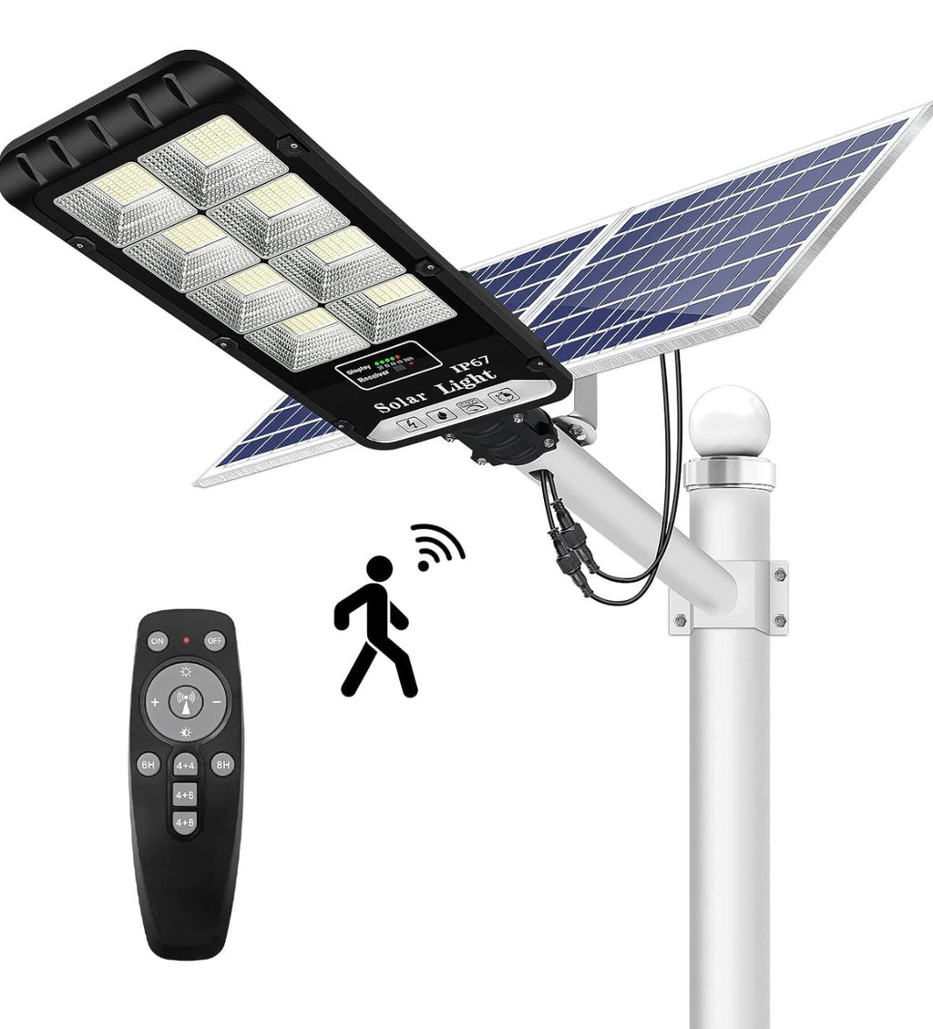 1200W Solar Outdoor Lights Motion Sensor Dusk to Dawn Commercial Large Area Lighting Security Flood Lights Waterproof with Remote for Backyard Stadium Garage Parking Lot
