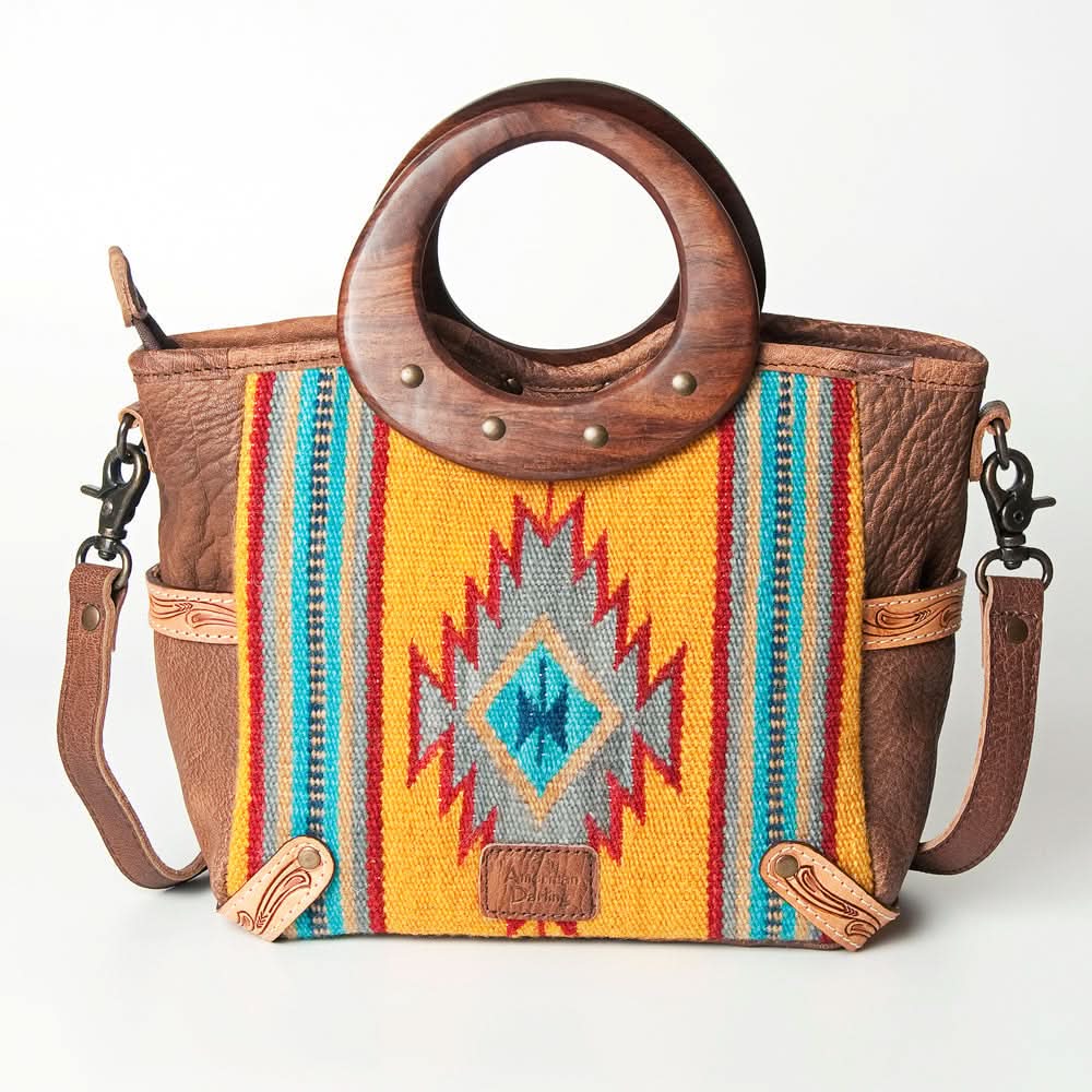 American Darling ADBG616B Tote Saddle Blanket Genuine Leather Women Bag Western Handbag Purse