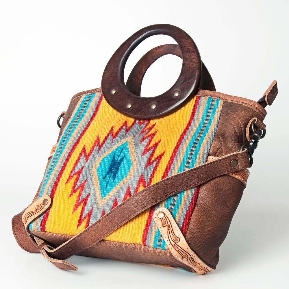 American Darling ADBG616B Tote Saddle Blanket Genuine Leather Women Bag Western Handbag Purse