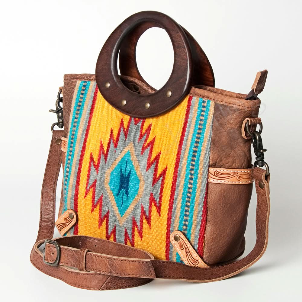 American Darling ADBG616B Tote Saddle Blanket Genuine Leather Women Bag Western Handbag Purse