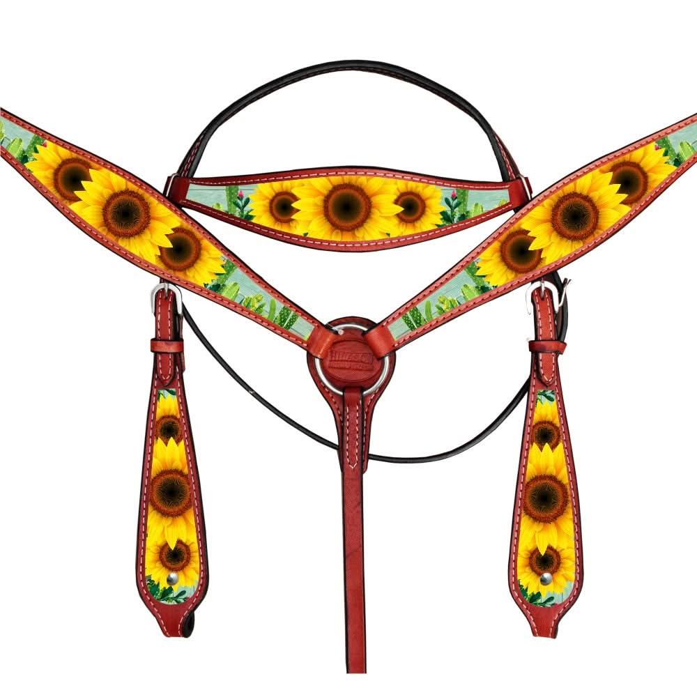 Hilason Western Horse Headstall Breast Collar Set American Leather
