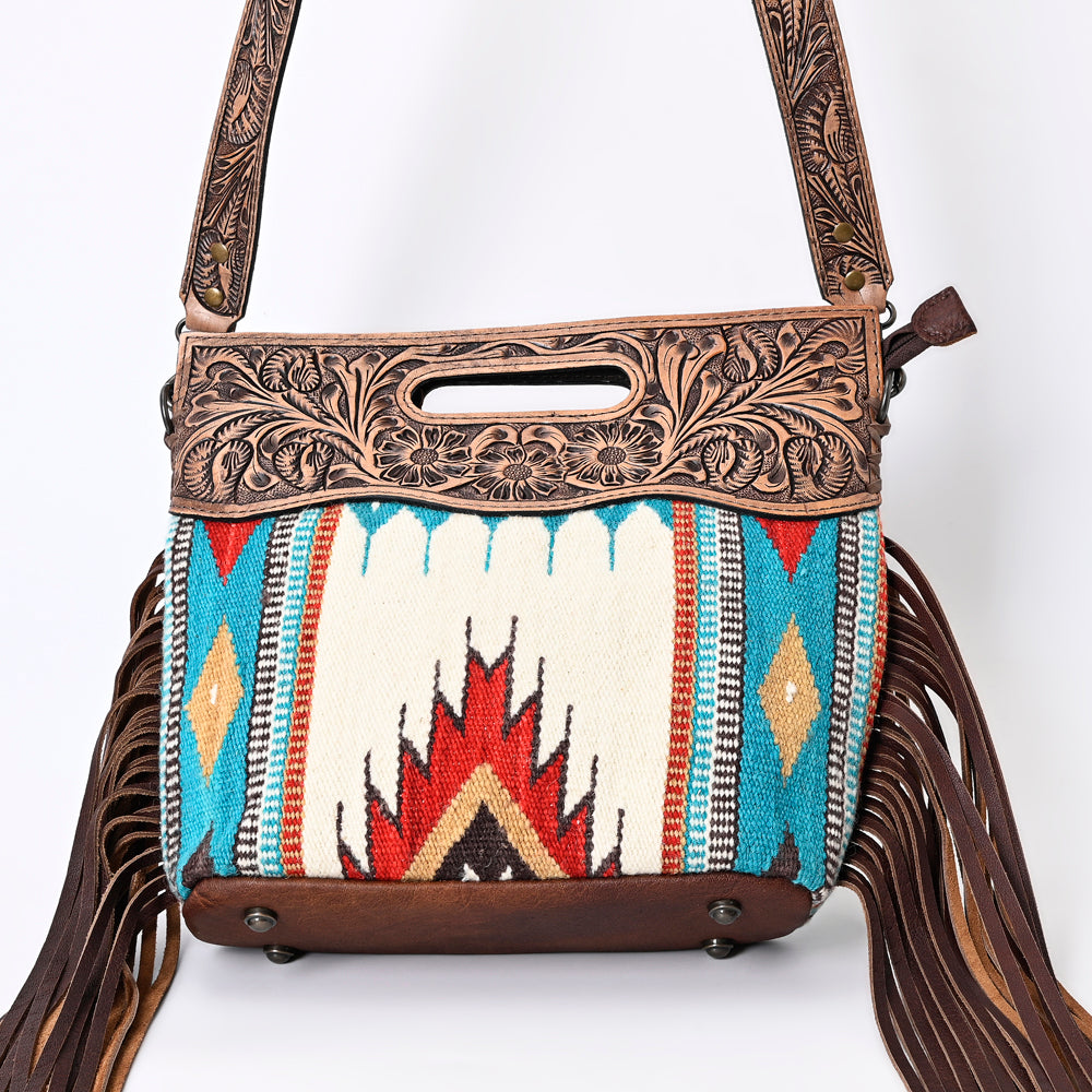 American Darling Clutch Hand Tooled Saddle Blanket Fabric Genuine Leather Western Women Bag Handbag Purse | Purses for Cute