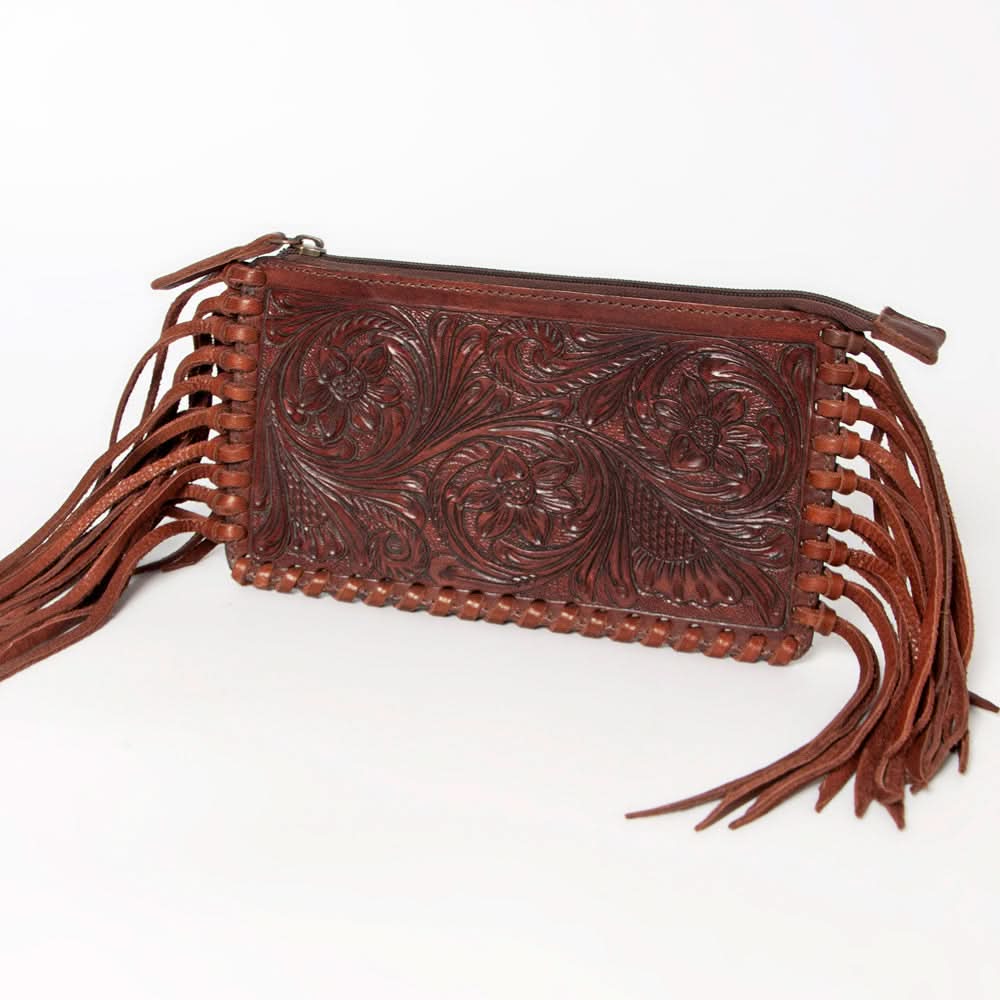 American Darling ADBGK119 Wristlet Hand Tooled Genuine Leather Women Bag Western Handbag Purse