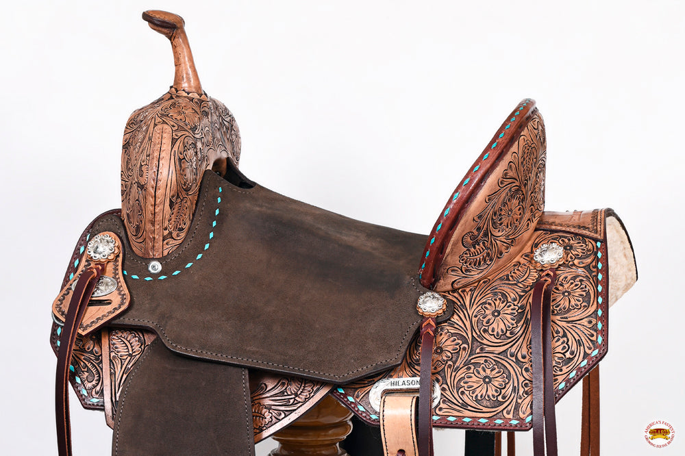 Flex Tree Western Horse Saddle In American Leather Barrel Trail By Hilason