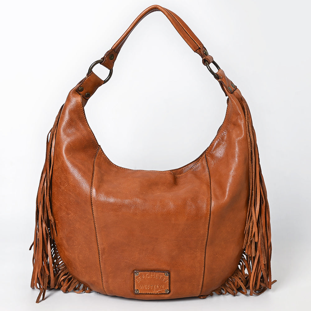 Spaghetti Western Swc127Tan Hobo Vintage Handmade Drum Dyed Genuine European Cowhide Leather Women Bag Western Handbag Purse
