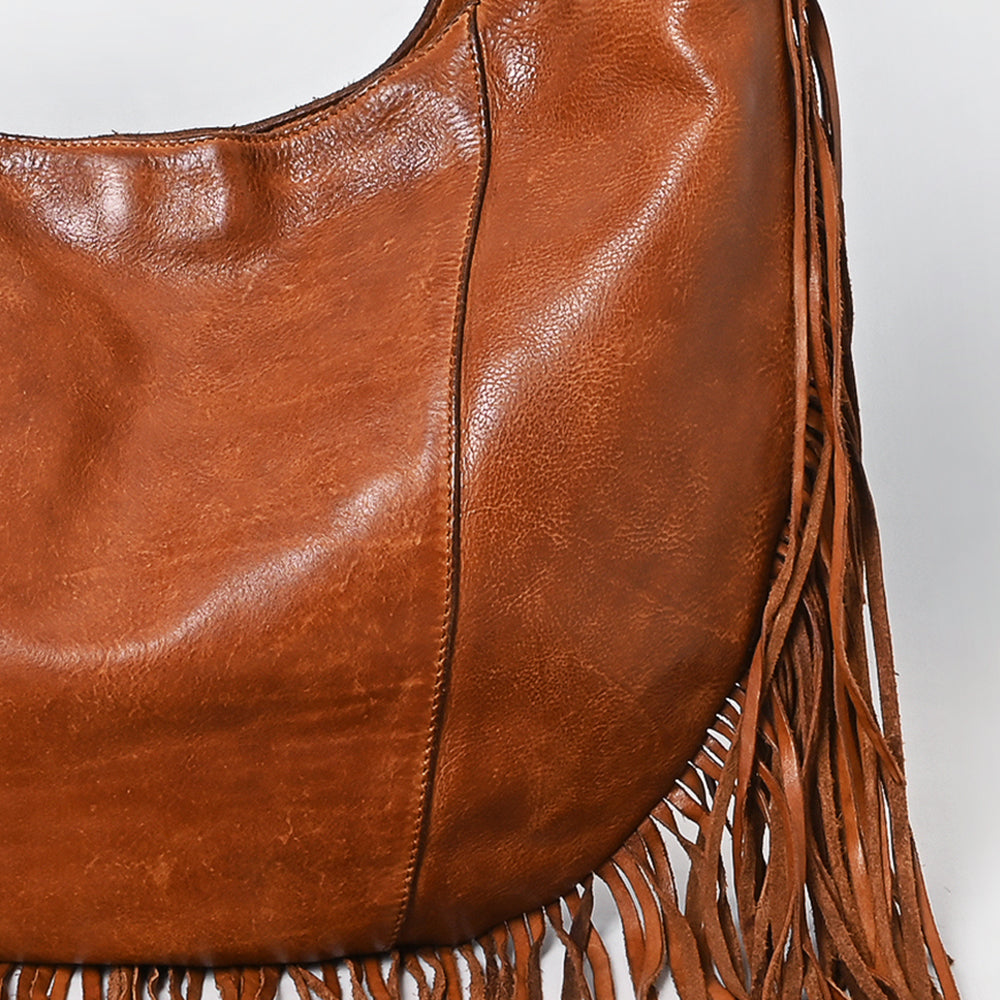 Spaghetti Western Swc127Tan Hobo Vintage Handmade Drum Dyed Genuine European Cowhide Leather Women Bag Western Handbag Purse