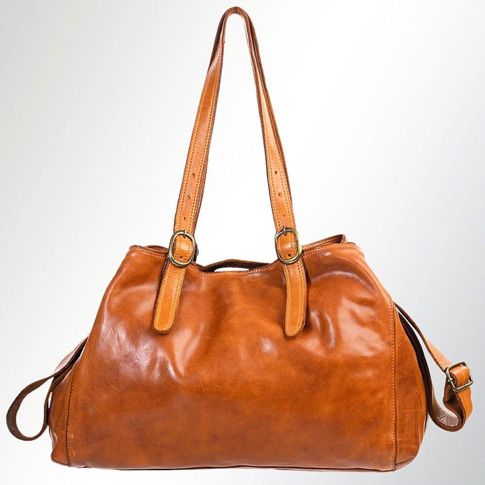 Spaghetti Western Swc132Tan Tote Vintage Handmade Drum Dyed Genuine European Cowhide Leather Women Bag Western Handbag Purse