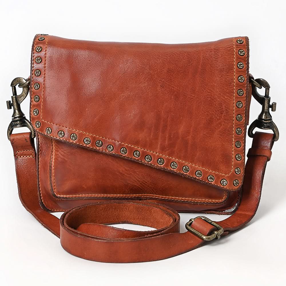 Spaghetti Western Swc169Cg Envelope Vintage Handmade Drum Dyed Genuine European Cowhide Leather Women Bag Western Handbag Purse