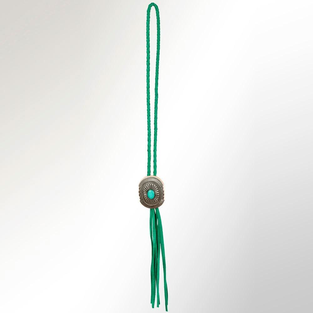 American Darling ADJW107D Braided Genuine Leather Jewelry Necklace with Concho